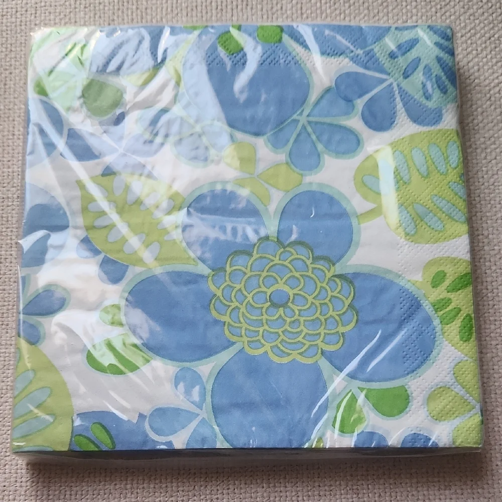 Floral Blue and Green Napkins Cool Hues 18 Napkins